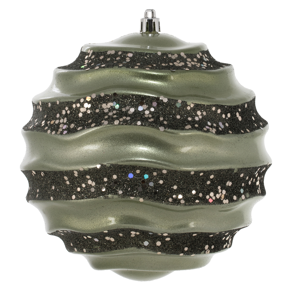 6 Inch Wrought Iron Candy Glitter Wave Round Christmas Ball Ornament​