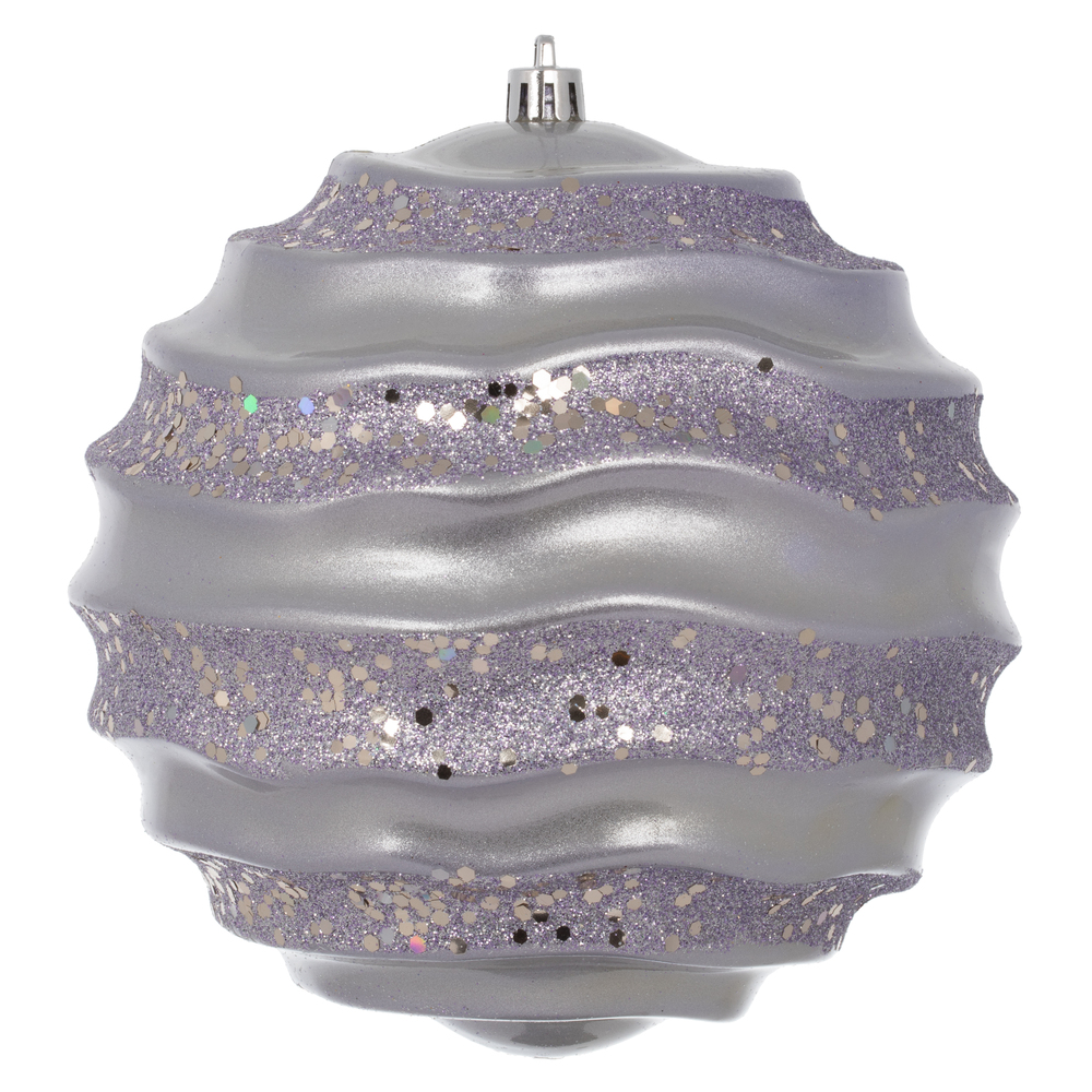 Christmastopia.com 6 Inch Lilac Candy Glitter Wave Round Christmas Ball Ornament​