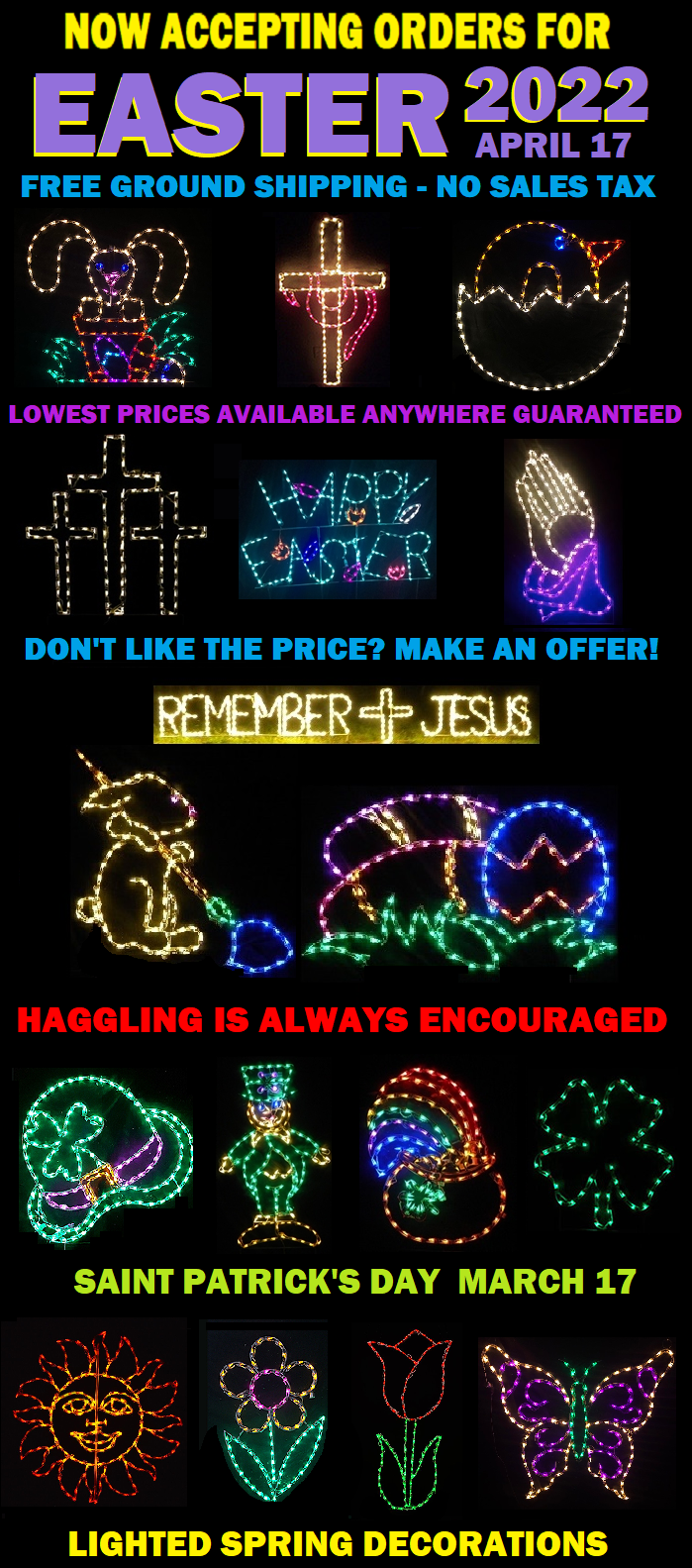 Now Accepting Orders For Lighted Outdoor Easter Decorations Don't Miss Out