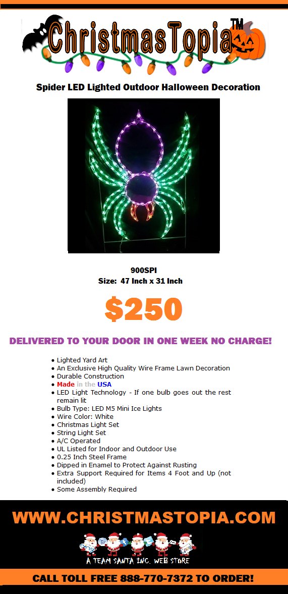 LED Lighted Giant Spider Halloween Decoration