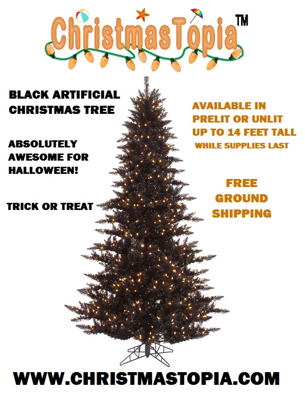 Black Fir Artificial Halloween Tree With Mini Halloween Lights Is