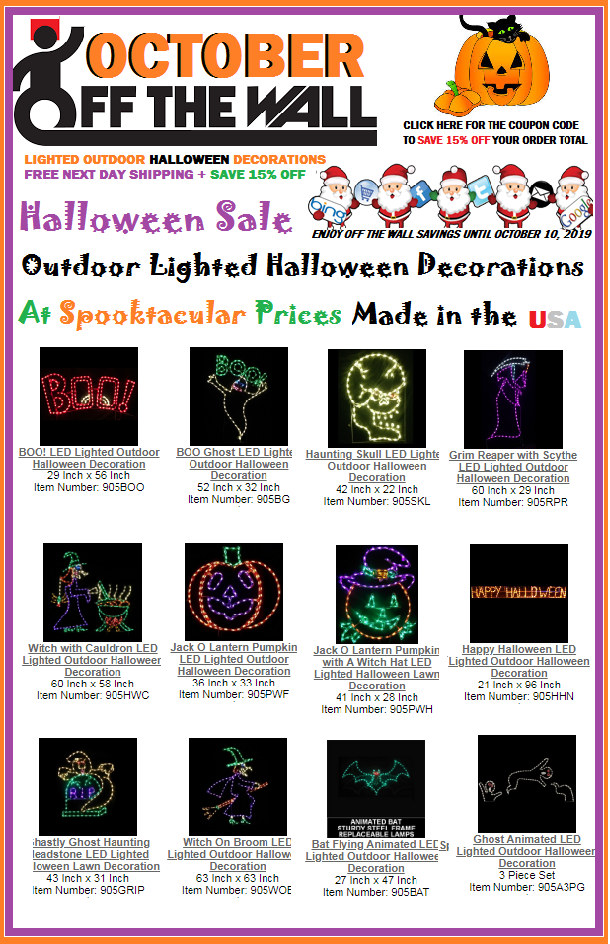 Lighted Outdoor Halloween Decorations On Sale Now At The October Off The Wall Event